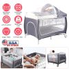 6 In 1 Foldable Baby Crib with Activity Center, and Diaper Changing Table