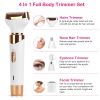4-In-1 Women Electric Hair Shaver, Eyebrow, Nose, and Bikini Line, Wet/Dry