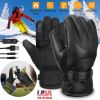 Electric Heated Gloves, USB Plug, Leather, Windproof, Unisex for Outdoor