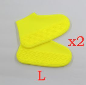 Slip On Easy to Carry Silicone Rain Boots for Men and Women (Option: 2PC Yellow-L)