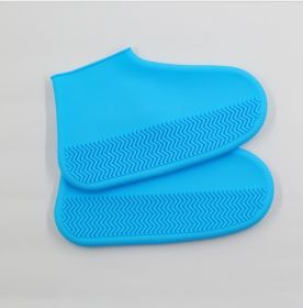 Slip On Easy to Carry Silicone Rain Boots for Men and Women (Option: Sky Blue-L)