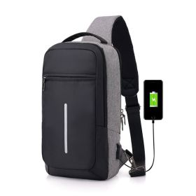 Anti-theft Charging Chest Bag with External USB (Color: Dark Grey)