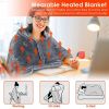 USB Heated Blanket, Electric Poncho, Shawl Wrap Throw with Zipper, Washable
