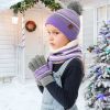 Winter Kids Knitted Hat, Scarf, and Gloves, 3Pcs Boys/Girls Winter Warm