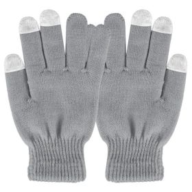 Unisex Winter Knit Gloves, Touchscreen, Outdoor Windproof (Color: Grey)