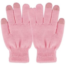 Unisex Winter Knit Gloves, Touchscreen, Outdoor Windproof (Color: Pink)