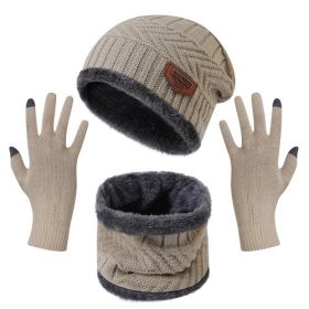 Winter Knitted Hat, Scarf, and Gloves, 3Pcs for Men, and Women (Color: Beige)