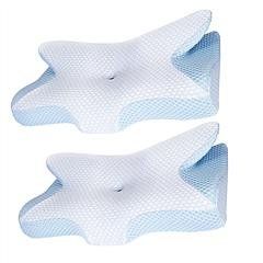 Memory Foam Pillow, Neck Support, Pain Relief, Ergonomic Contour Orthopedic (Quantity: 2 Pieces)
