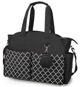 Baby Nappy Diaper Bag with 14 Pockets, 2 Burp Cloths, and Multifunctional Bag (Color: Black)