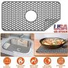Silicone Grid Sink Mat with Central Drain Hole, Non-Slip, Sink Protector
