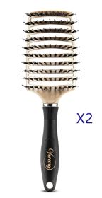 Detangler, and Teaser Hairbrush with Nylon Bristle Scalp Massager (Option: A Golden black-2pcs)